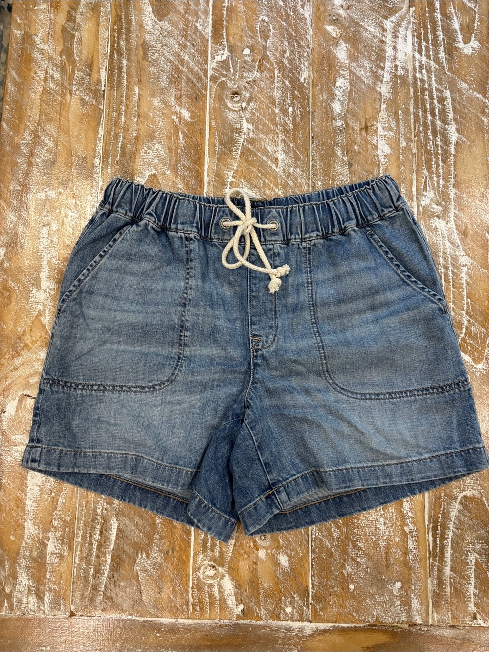 Denim Drawstring Women’s Shorts - Blue